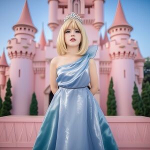 Sissy Princess Collection Satin Blue One Shoulder Gown Prom Dress Size 12